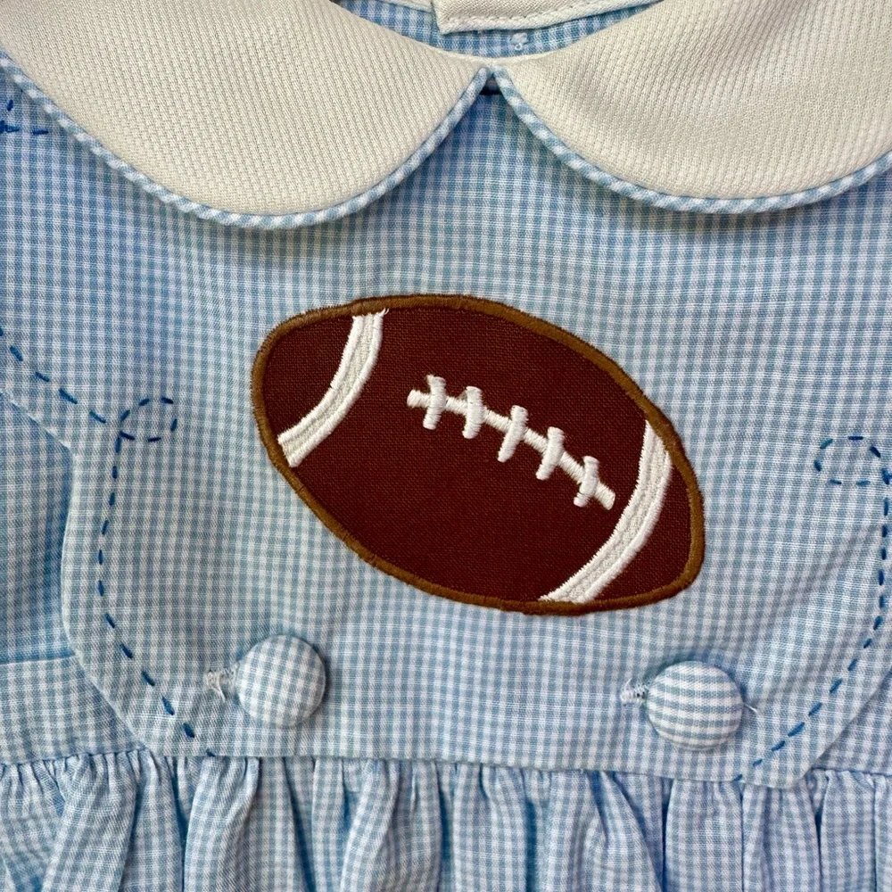 Petit Ami Football Applique Dress with Removeable Bib and Matching Bloomers NWT - Picture 3 of 5